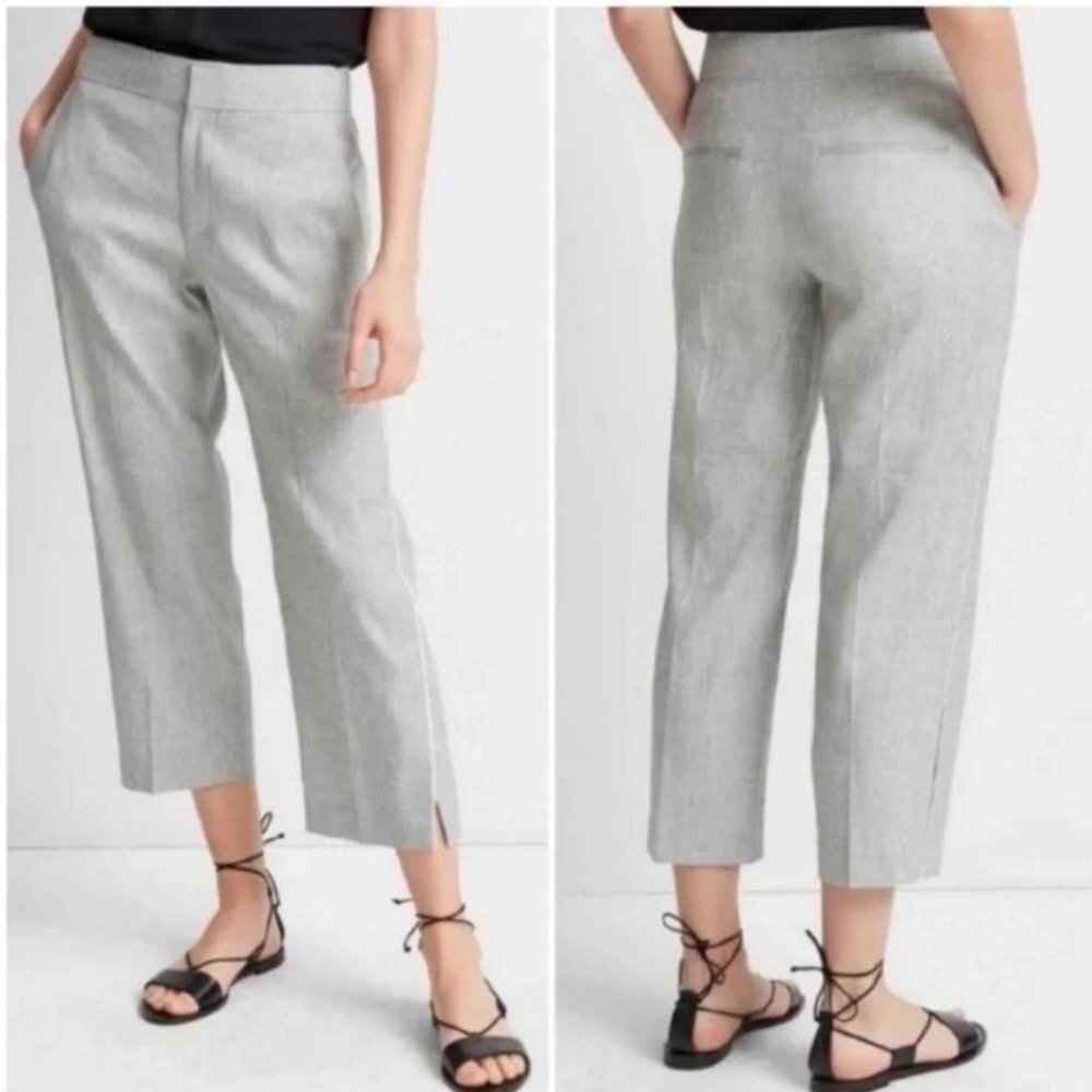 Club Monaco Pardelle Pants Women's Grey Mix Size 12 Linen Blend